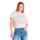 Remera Mujer Relaxed Graphic Tee Beige Cat