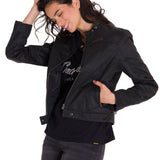 Chaqueta Mujer W Waxed Moto Jacket Negro Cat