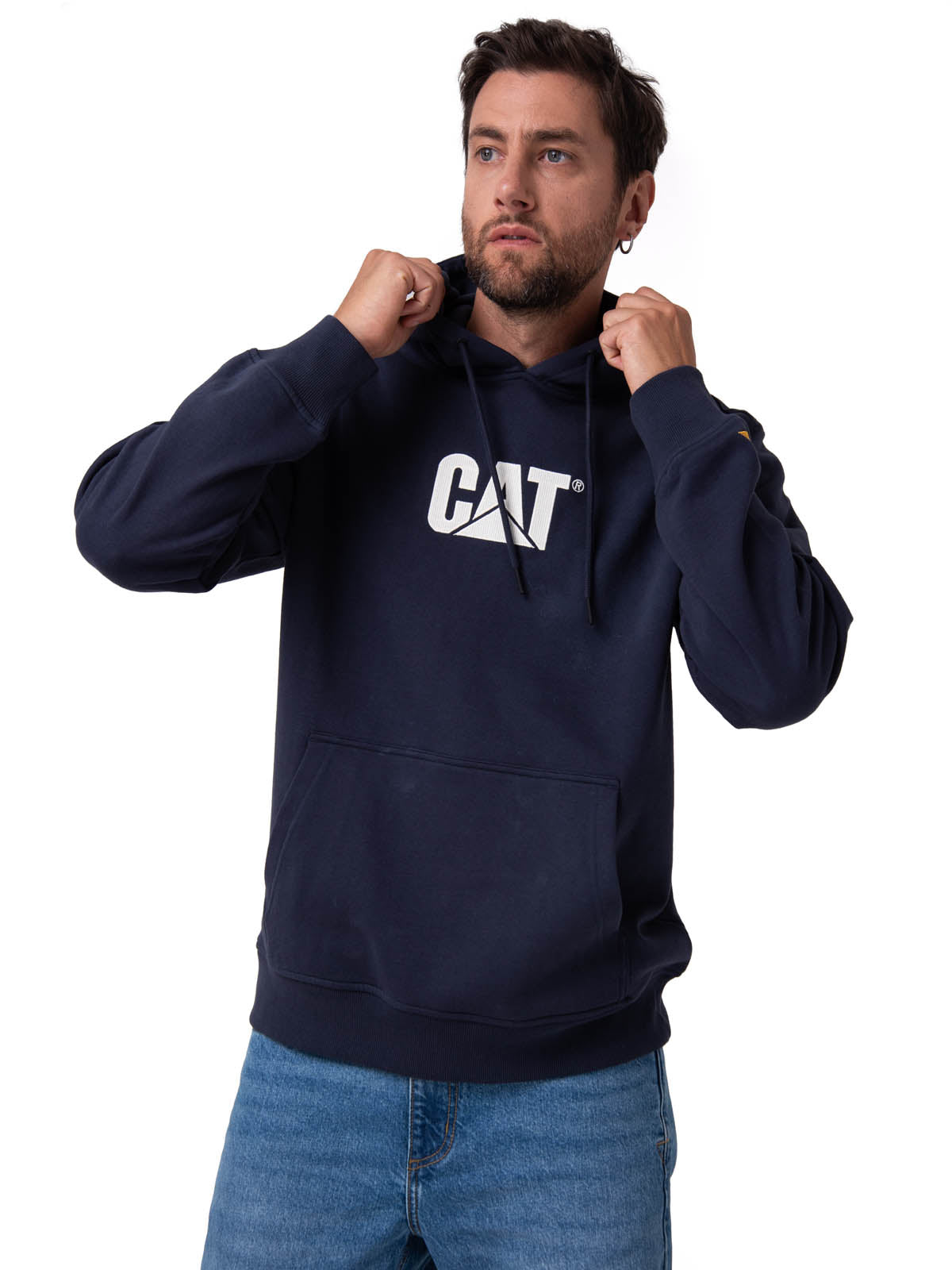 Buzo Hombre Fleece Cat Logo Pull Beige Cat