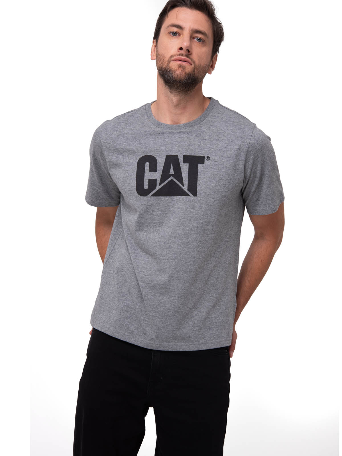 Remera Hombre Cat Logo Tee Gris Cat