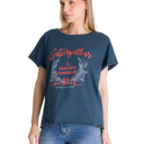 Remera Mujer Relaxed Graphic Tee Azul Cat