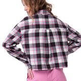 Camisa Mujer Cropped Flannel L/S Rosado Cat