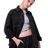 Camisa Mujer Oversized Denim Shir Gris Cat