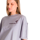 Remera Mujer Oversize Graphic Tee Gris Cat