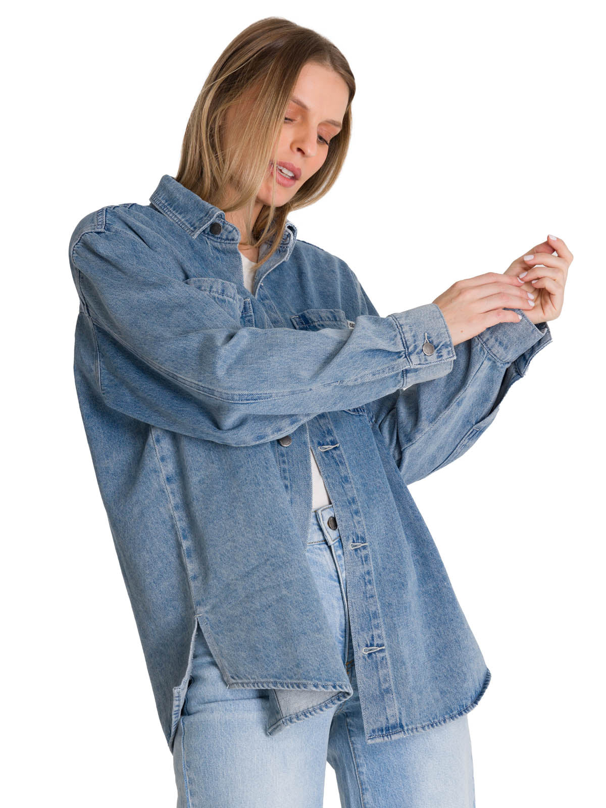 Camisa Mujer Oversized Denim Shir Azul Cat