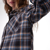 Camisa Mujer Cropped Flannel L/S Negro Cat