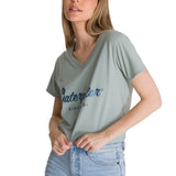 Remera Mujer Caterpillar Metallic Celeste Cat