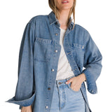 Camisa Mujer Oversized Denim Shir Azul Cat
