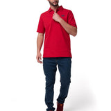 Remera Hombre Cat Logo Pique Polo Rojo Cat